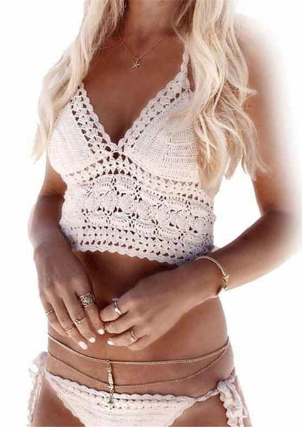 Bikini crochet boho blanco - modelo Maui