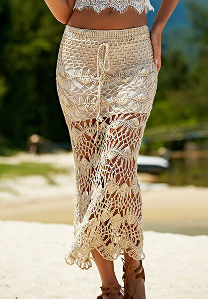 Falda hippie chic larga de crochet - Modelo Beach