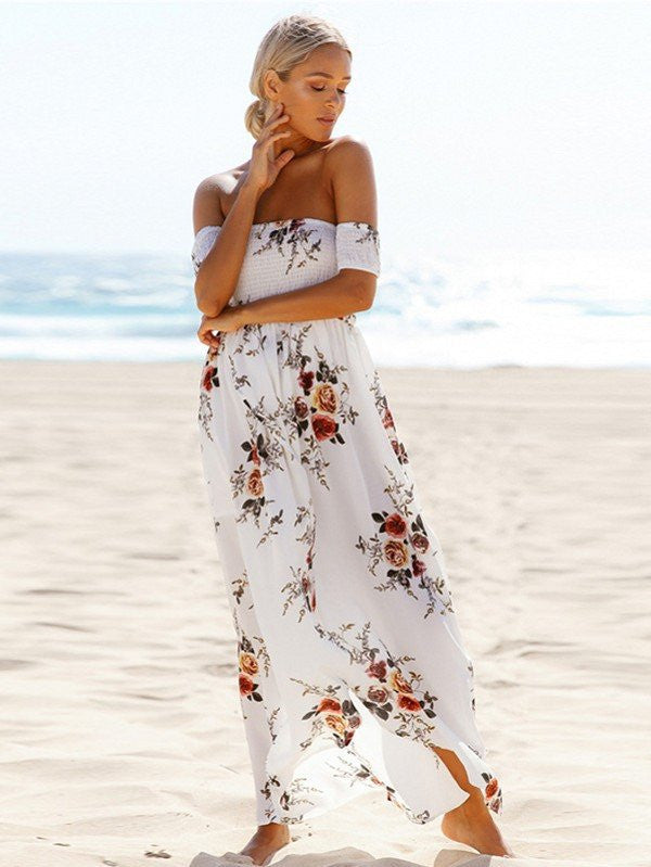 Vestido Floral Ropa Hippie Chic En Flores Maxi Vestido Largo