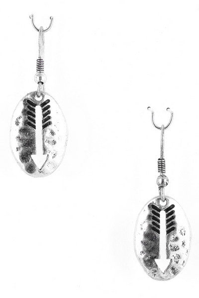 Pendientes flecha bohemia plateado envejecido