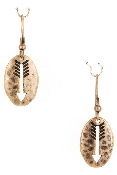 Pendientes flecha bohemia dorado envejecido