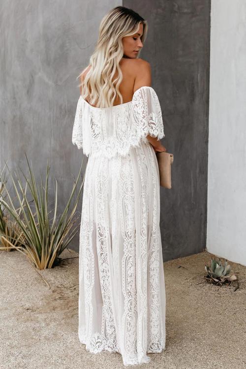 Vestido blanco boho chic hombros descubiertos Sweety Valentina