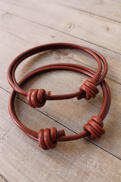 Collar de cuero marrón nudos "made in Ibiza" - tamaño grande