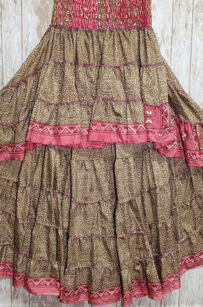 Falda asimΓ©trica hippie de seda Ocre- India Valentina Del Sur