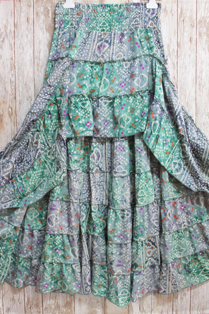 Falda asimétrica hippie de seda Garden India Valentina Del Sur