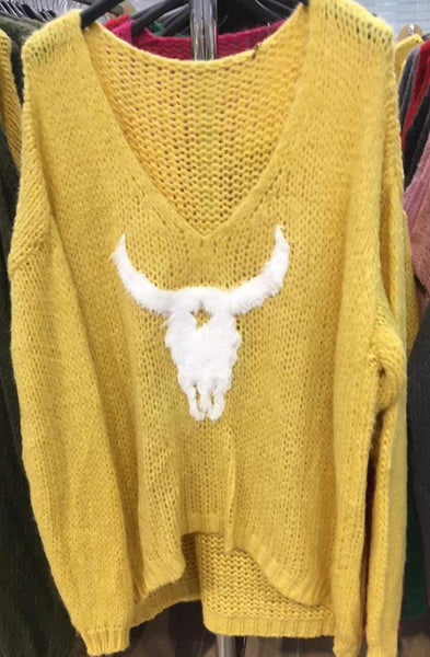 Jersey boho cabeza de búfalo (amarillo mostaza)