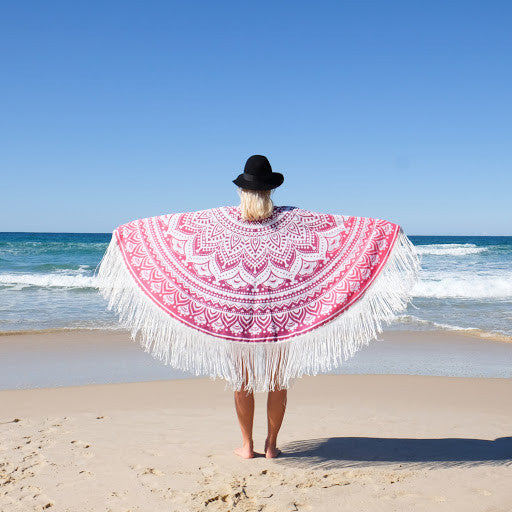 Toalla redonda boho con flecos ➳Mandala Rose