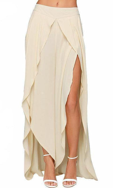 Pantalón hippie-chic beige con capas