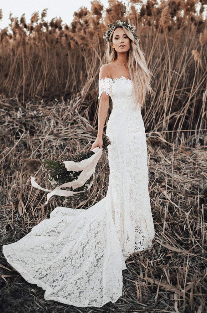 Encaje Vestido Boho Boda Vestido Largo Vestidos Boho Para Bodas